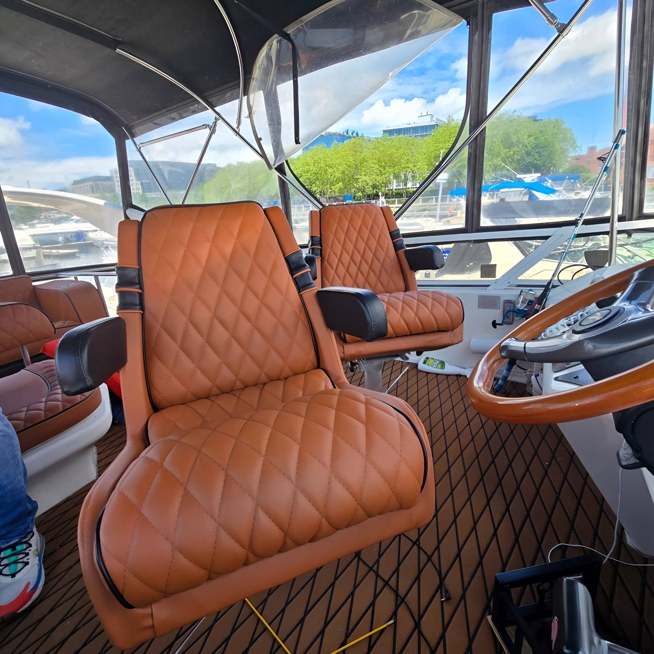 Boat upholstery after restoration — South Florida
